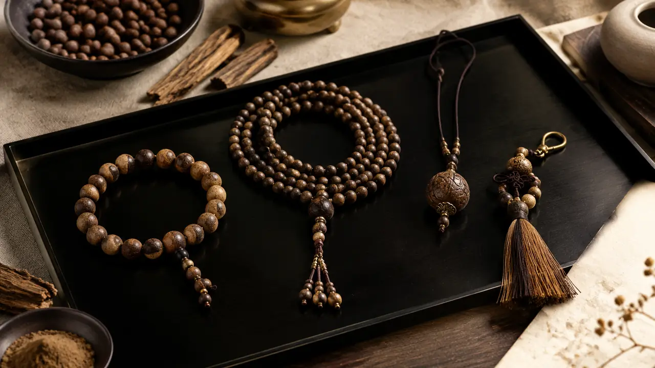 Incense beads with silver findings: spacers and charms - Products in depth